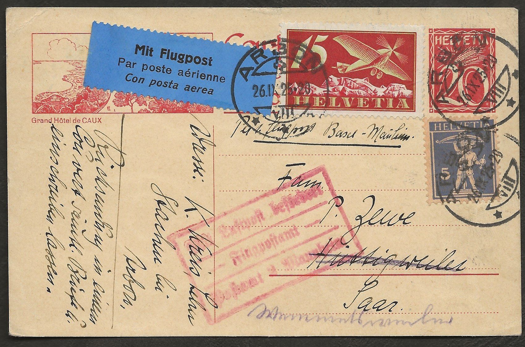 Tutti i francobolli: Flugpost Zensur 1925 Basel Mannheim Erstflug Luftpost – Usato da Au ZH venduto da xelagreb01