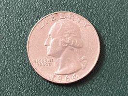 USA 🇺🇸 Quarter Dollar 1964 Silbermünze