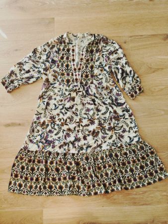 Sezane Kleid Blumendruck Ecru, Gr. 38