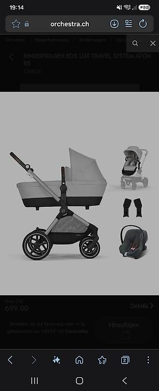 Carrozzine: Cybex Eos Lux Kinderwagen mit Babyschale – Usato da pratteln venduto da mer_qt2j