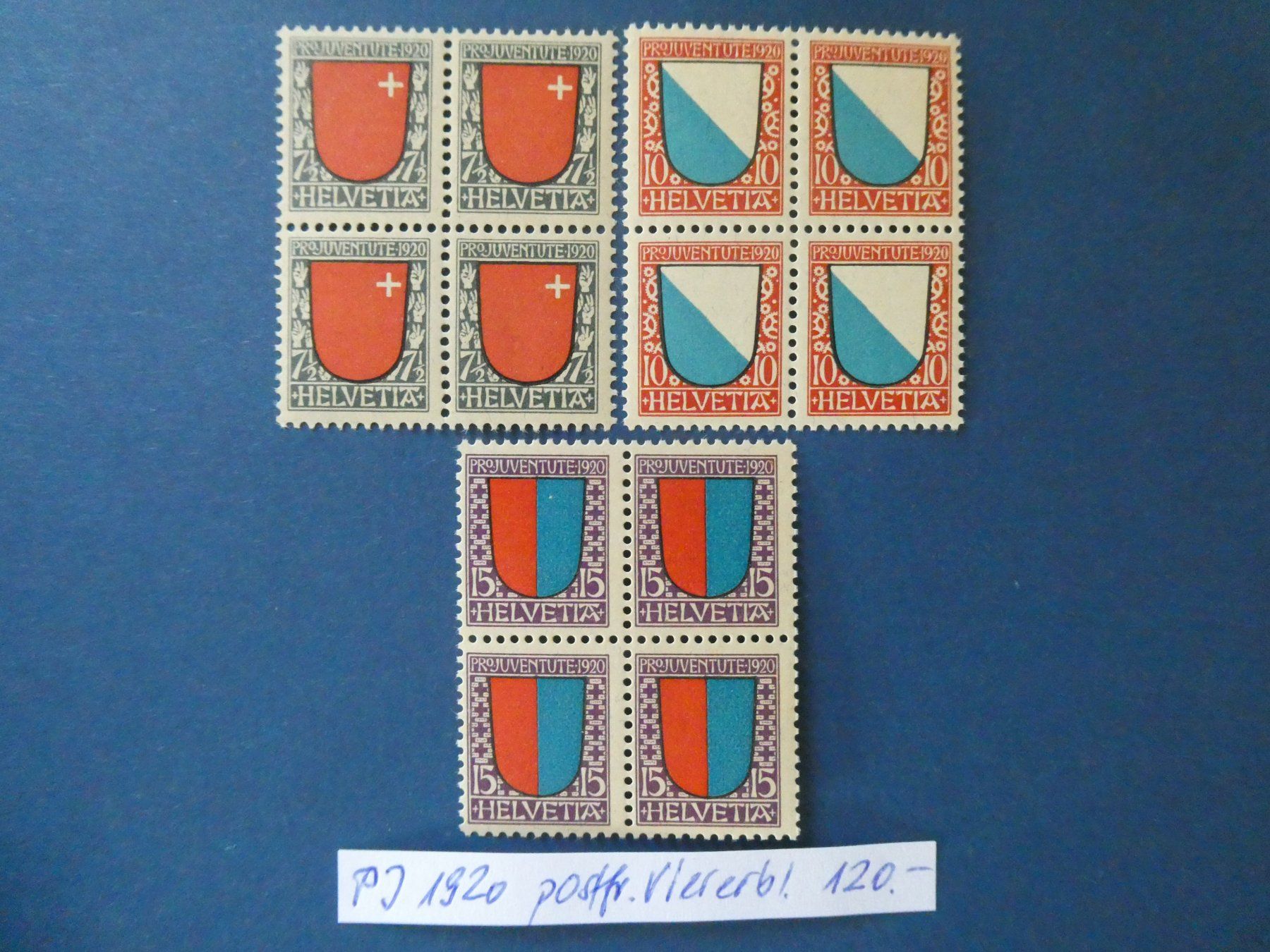 Tutti i francobolli: PJ 1920 postfrische ** Viererblöcke – Usato da Lausen venduto da Herbamare01