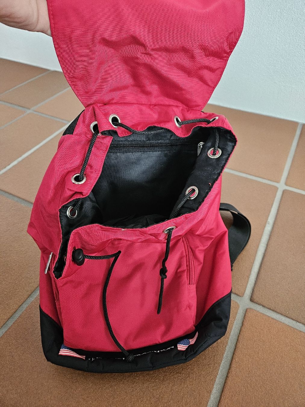 Zaini: US Polo Rucksack rot/schwarz, Retro Look – Usato da Eschenbach SG venduto da MarThu 3