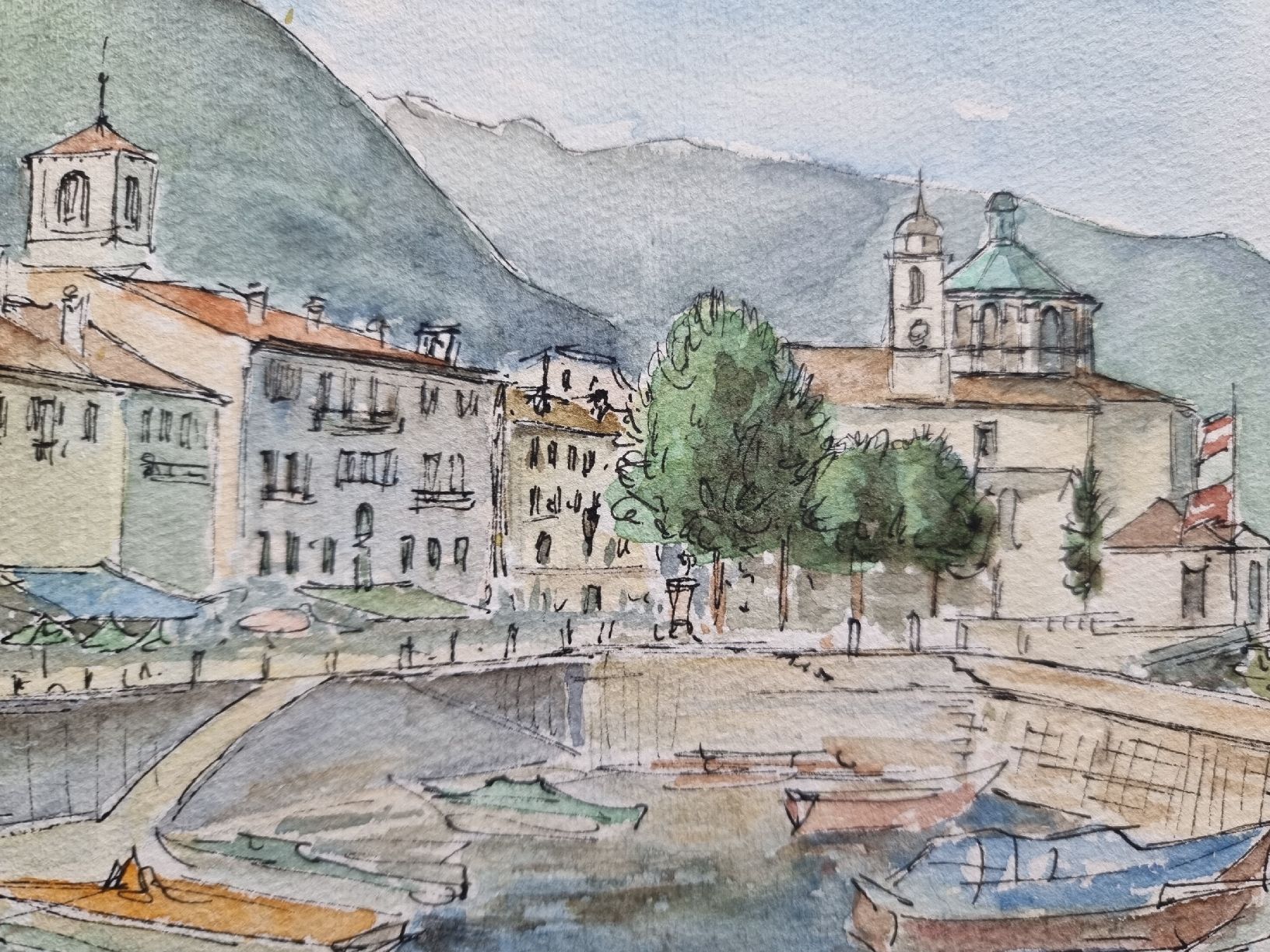 Gemälde: ANTON HUTIGER sig.Aquarell (Cannobio IT.) mit Rahmen – Gebraucht aus Gersau von grafik-kunst 1