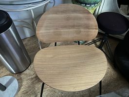 Chillstuhl Sitzfläche Holz, Gestell schwarzes Metall, NEU