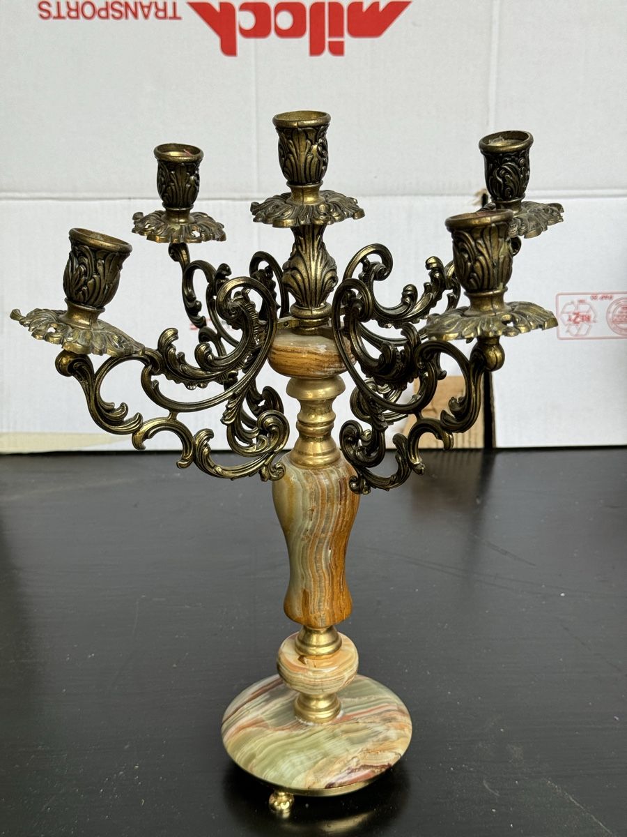 Portacandele: Onyx candelabra candlestick – Usato da Lausanne venduto da artnouveau04 2