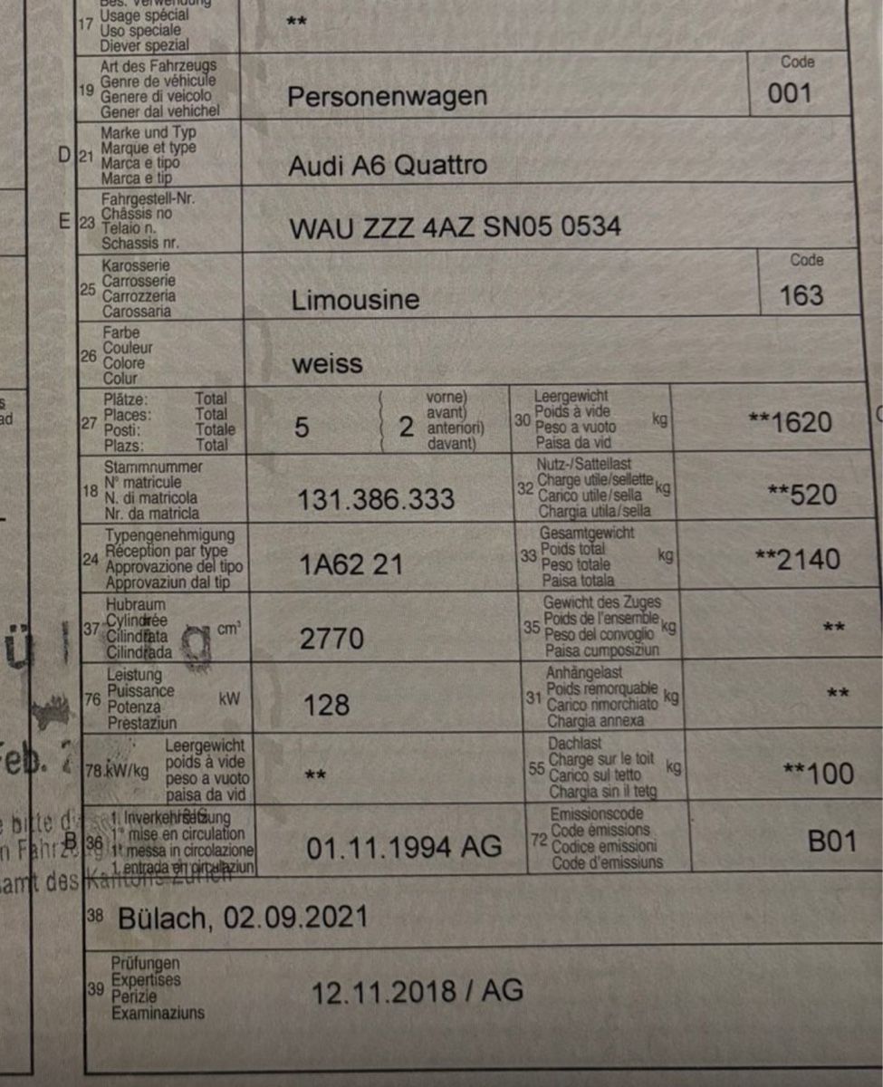 Audi Automobili: AUDI A6 Quattro V6 2.8L collector – Usato da Val-d'Illiez venduto da LuckLuc 9