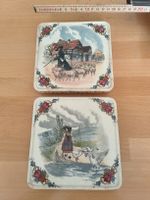 2 Untersetzer Keramik Obernai Sarreguemines mit Motiv