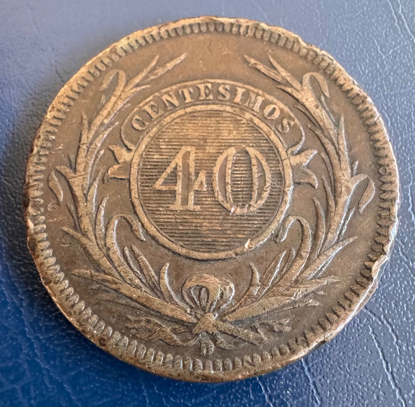 Tutti le monete: Uruguay, 40 Centesimos, Cu, 1857 Rar – Usato da Ebikon venduto da Dmasterx