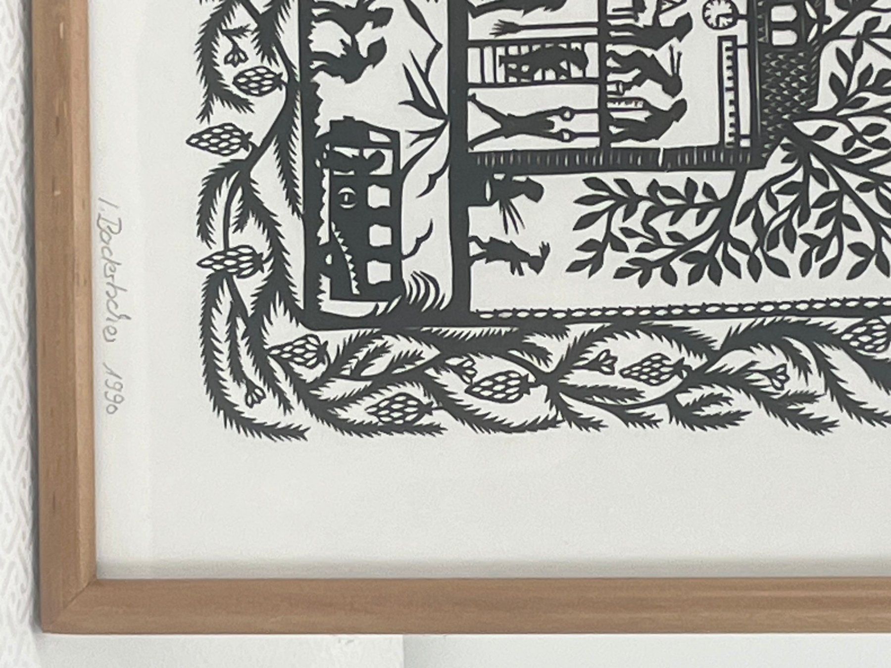 Grafiken & Lithographien: Scherenschnitt I. Badertscher 1990 Schulhaus – Gebraucht aus Volketswil von Artivo 5