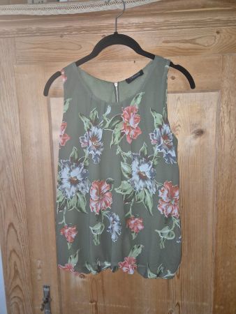 Bluse/Top Blumenmuster Khaki Grösse S Sommerliche Bluse