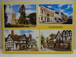 Vintage Postkarte Leominster England Kirchen Fachwerk