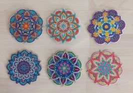 6 Untersetzer Mandala Design handgemacht Neu