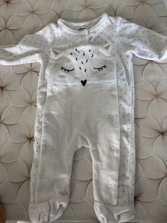 Pyjama bicolore Gemo 3 mois blanc pois gris