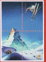 Künstler AK SCHWEIZER WINTER Matterhorn - Skifahrer