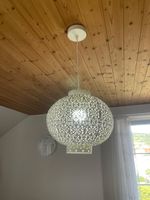 Hängelampe weiss Lochmuster mit Kordel Aufhängung Deko Lampe