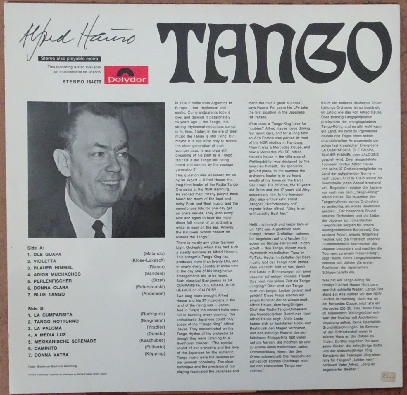 Vinyles: Alfred Hause TANGO – D'occasion à Langenthal par calicut 1