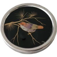 Antike Untersetzer Glas mit Metallrand