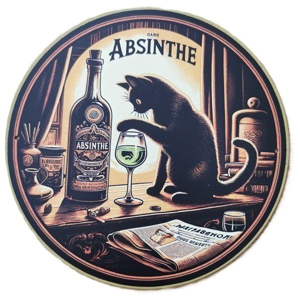 Schilder: Absinth Katze - Blechschild  (neu/OVP) – Neu und originalverpackt aus Wilen b. Wollerau von morethanmusic
