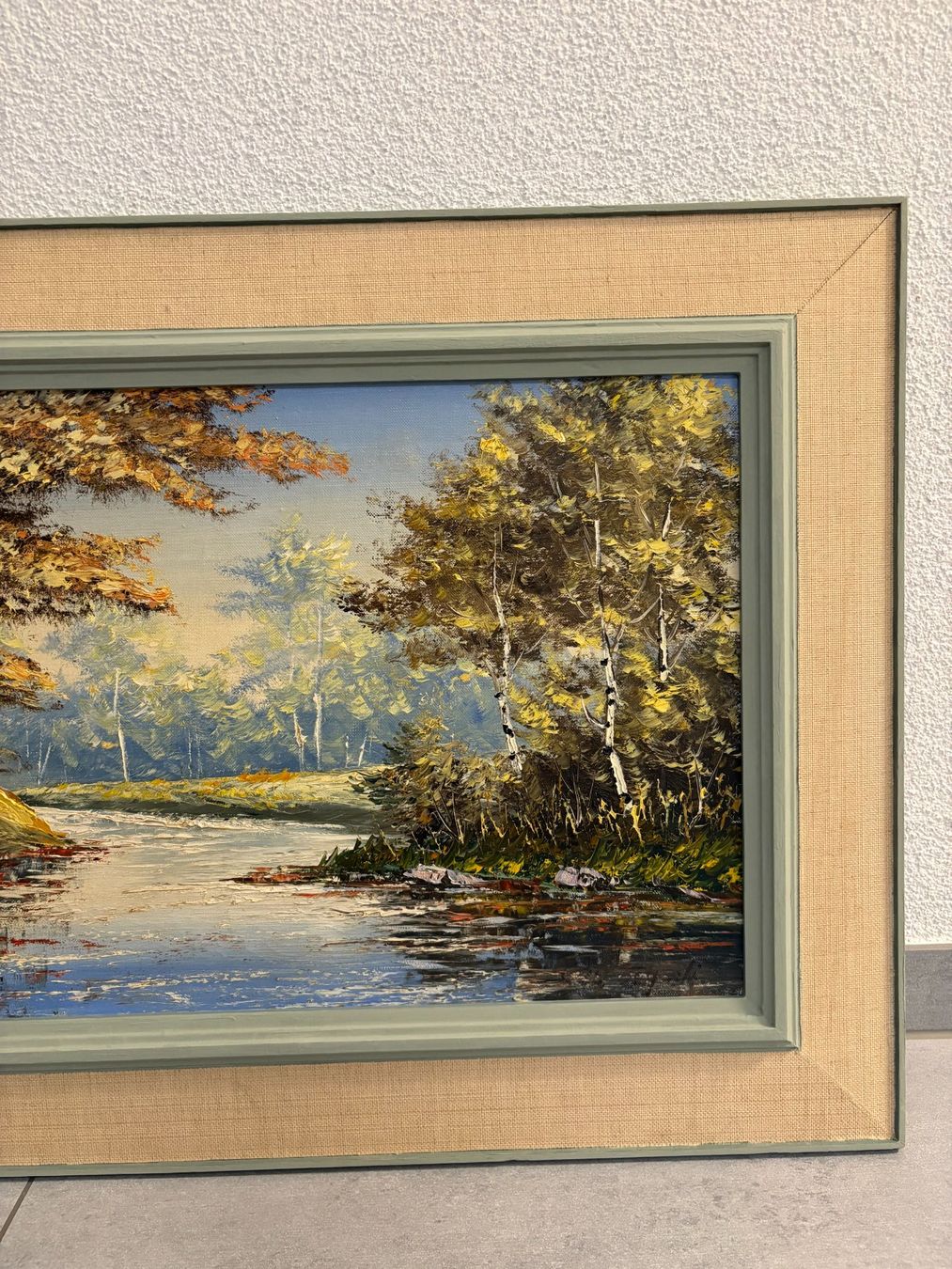 Dipinti: 86.5 cm breitx 52 cm/  Vögeli Öl Gemälde Wald Teich – Usato da Ottenbach venduto da TimelessEmotions. 5