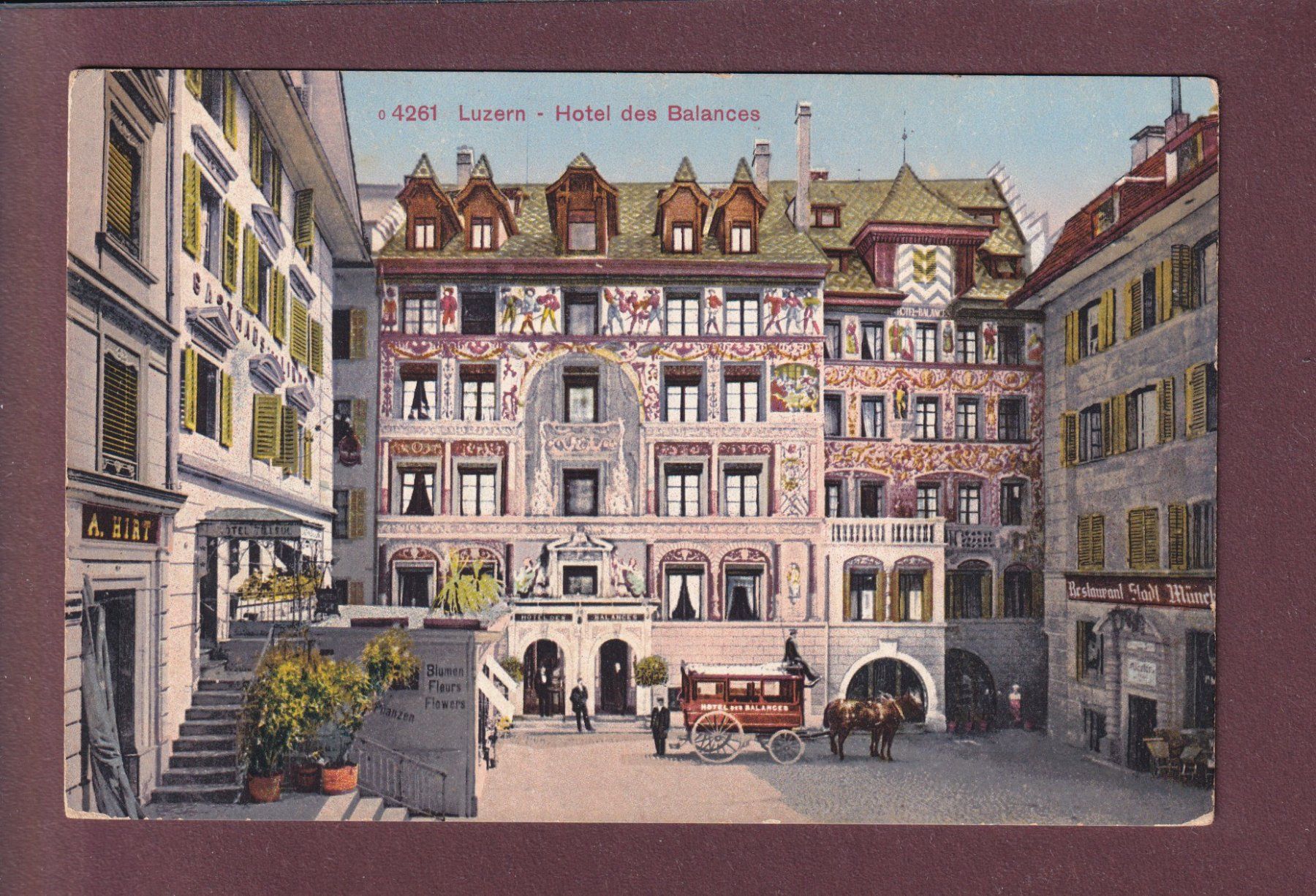 Cartoline postali: LUZERN - Hotel des Balances - Kutsche – Usato da Pully venduto da nicecards
