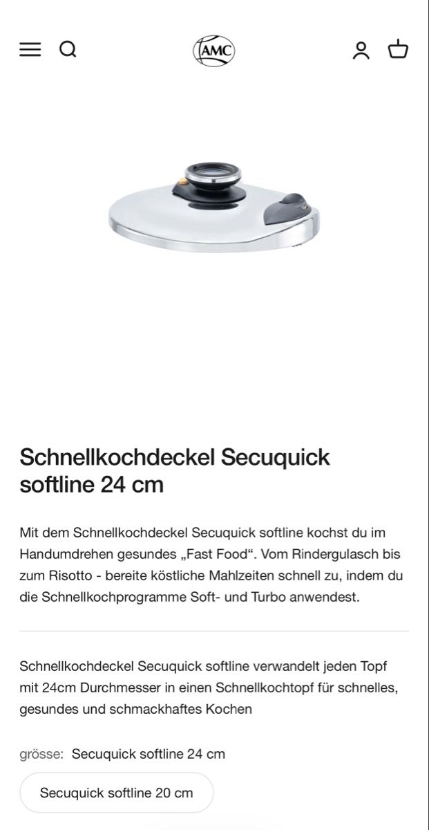 Amc Elettrodomestici da cucina: Deckel Secuquick softline 24 cm guter Zustand – Usato da Ferenbalm venduto da beauty-princess 2