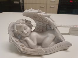 Schlafender Engel Figur Deko Engelchen Gipsoptik Vintage