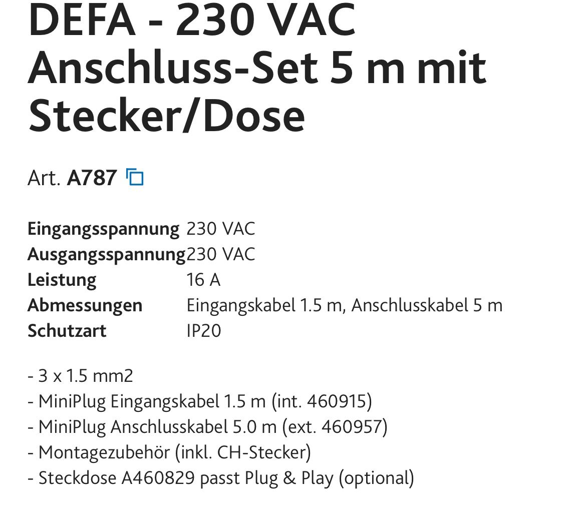 Cavi: DEFA MiniPlug A787 Anschluss-Set neu – Nuovo (secondo la descrizione) da Cressier FR venduto da schmidli010 5