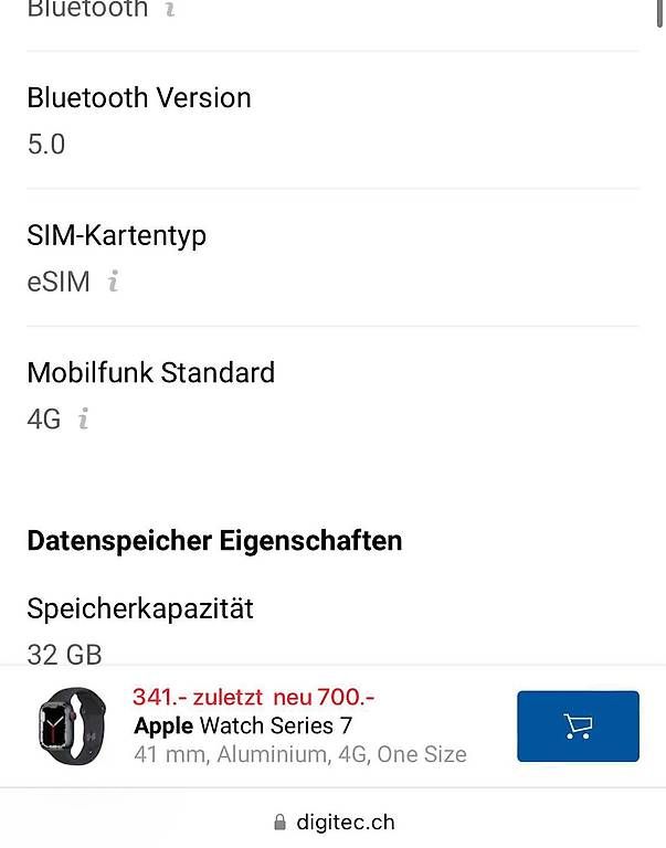 Smartwatch: Apple Watch Series 7, 41mm, 4G – Usato da Wohlenschwil venduto da sina46 4