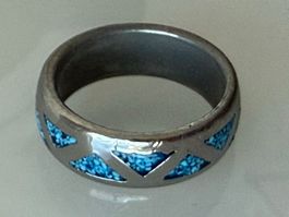 Silberring mit Türkis-Intarsien, Grösse 54