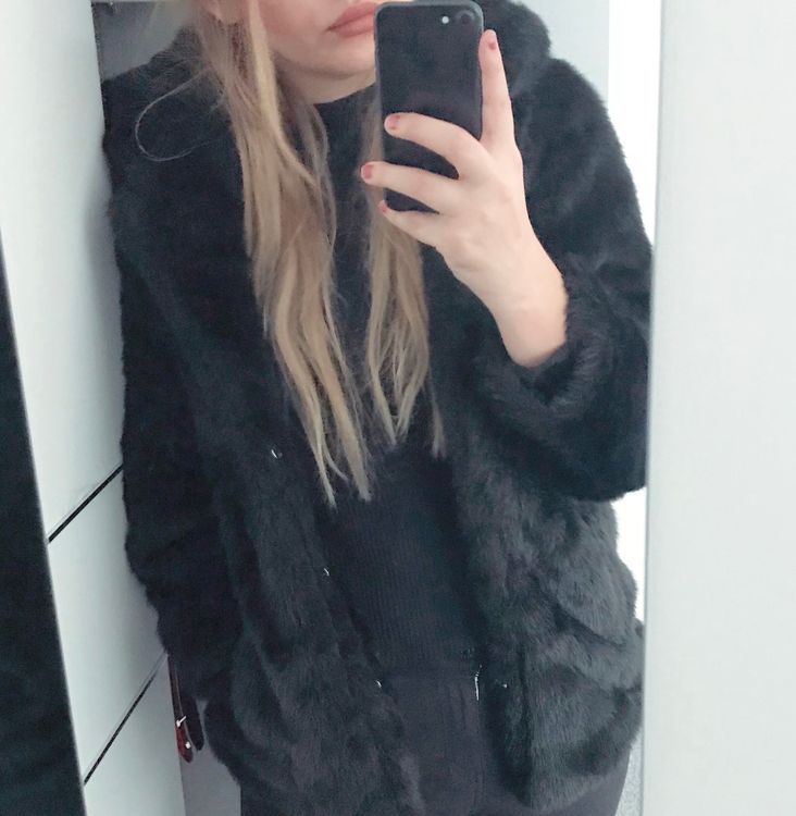 Shelikes Damen Kunstfell Kapuze Reißverschluss Winterjacke Mantel Größe