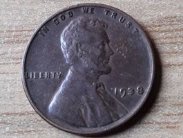 USA 1 Cent - Wheat Penny 1938 - Philadelphia Mint