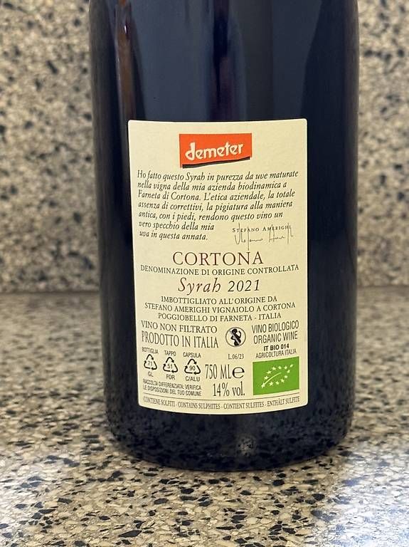Vino: Stefano Amerighi Cortone Syrah 2021 – Nuovo e nell'imballaggio originale da Bern venduto da Sqlstring 2