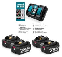 4x 18V/10Ah /180 Wh Akku's + Makita 2 Port Lader DC18RD 4A