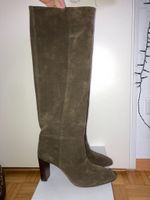 Wildleder Stiefel ZARA, Khaki, Grösse 42, Herbst/Winter