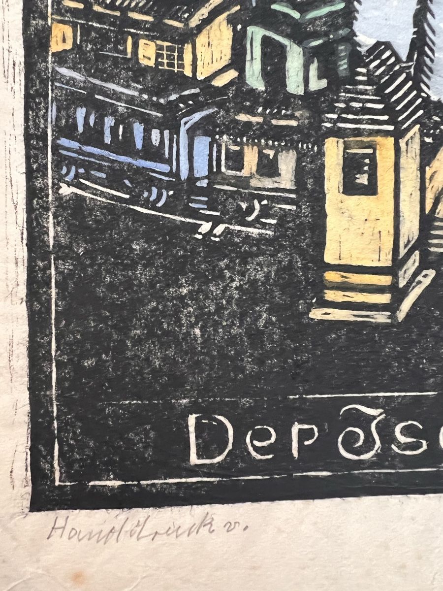 Xilografie: E. Thomann Original Holzschnitt Eisenbahn Eisenbahner – Usato da Adliswil venduto da bilderboerse-zuerich 7