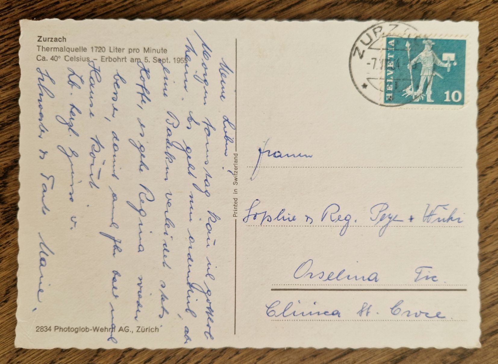 Cartoline postali: Zurzach, Thermalquelle 1964 – Usato da Ebikon venduto da Donar50 1