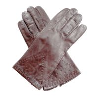Handschuhe Leder 7.5 dunkelbraun Lochverzierung VINTAGE 70s