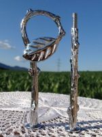 ETAGERE  STANGEN  BLATT SILBER   FÜR EINE  2-LAGIGE ETAGERE