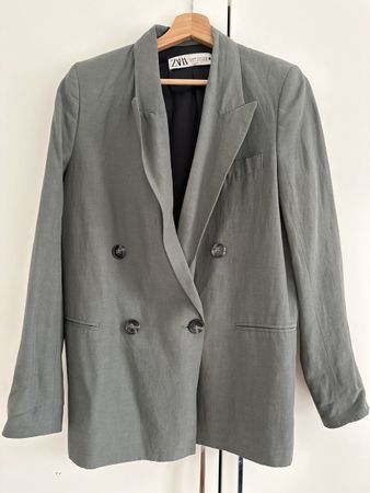 Zara Leinenblazer grün Oversize Blogger Style Gr. S 34