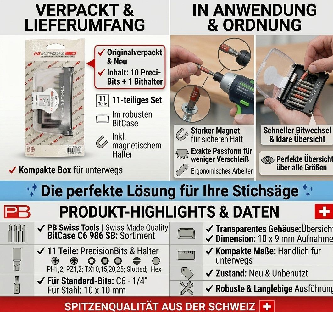 PB Swiss Tools Tutti gli attrezzi: PB Swiss Tools BitCase C6 986 SB Bit Set mit Bithalter – Nuovo e nell'imballaggio originale da Ebmatingen venduto da cha_7g7p