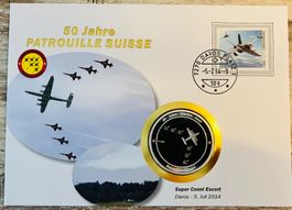 Patrouille Suisse  Numisbrief versilberte Medaille 2014
