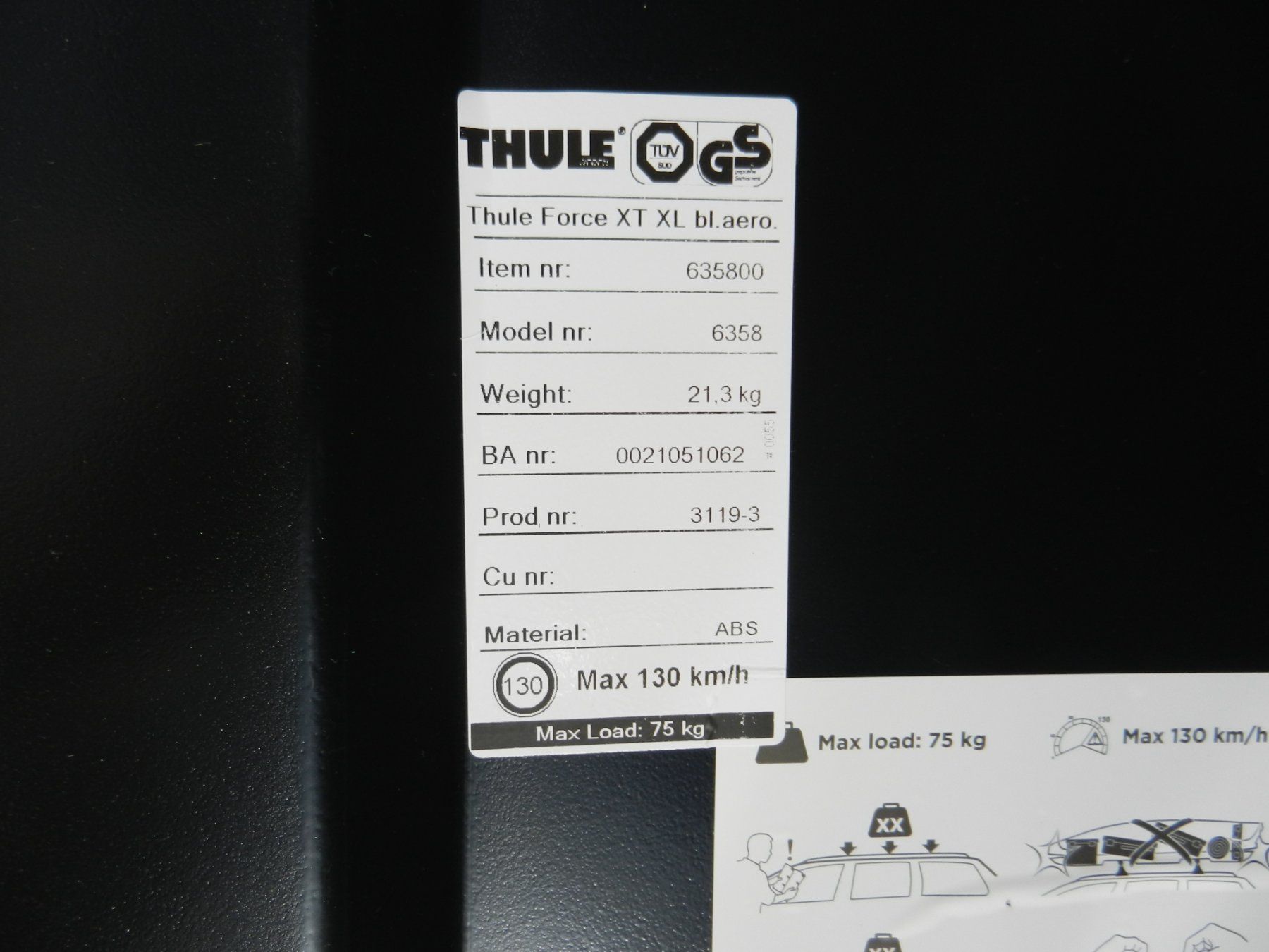Thule Box da tetto: Dachbox Thule Force XT XL Black Aeroskin – Usato da Münchwilen/TG venduto da hondavf750 6