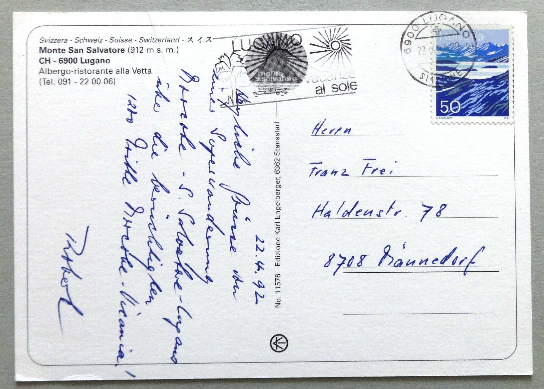 Cartoline postali: Monte S. Salvatore, Lugano – Difettoso da Fétigny venduto da Billy2miny 1