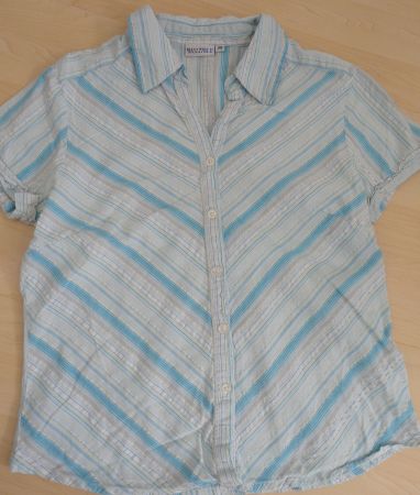 Sommerbluse Gr. 38, weiss-türkis gestreift, Multiblu