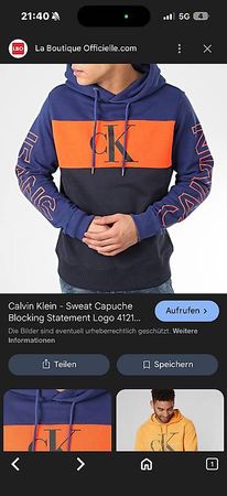 Calvin Klein Hoodie Logo Print blau/orange M
