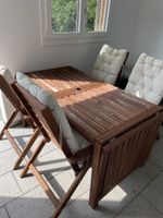 Gartentisch mit 4 Stühlen Holz ausziehbarer Zustand gebrauch