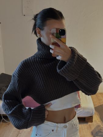 Pull en laine marron Ginatricot, taille S
