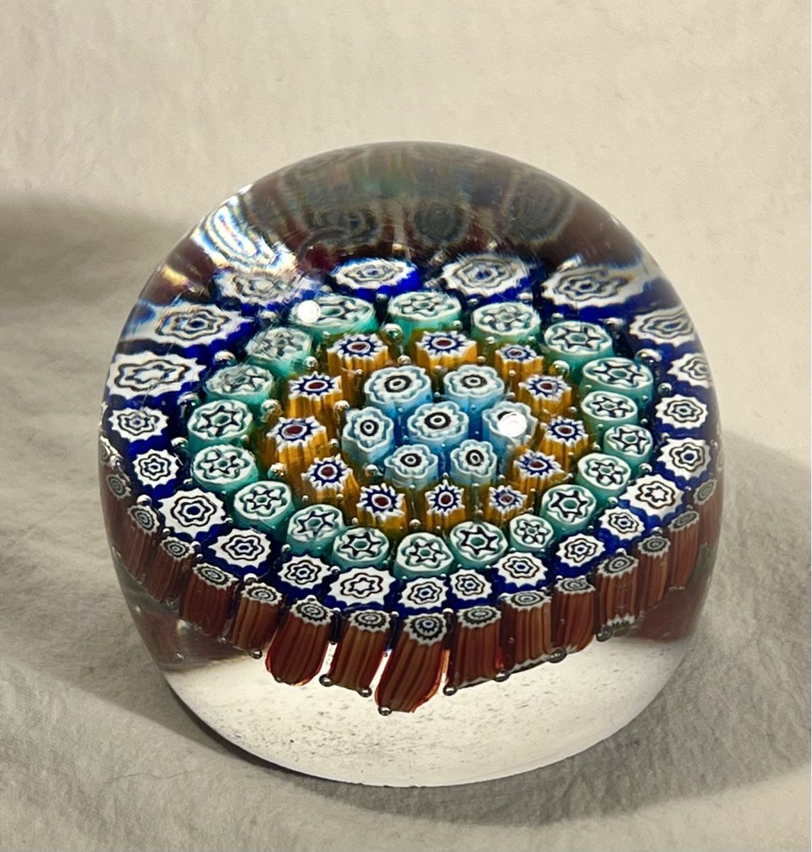 Presse-papier Ancien Millefiori Murano Italy - Sulfure En Verre Multicolore