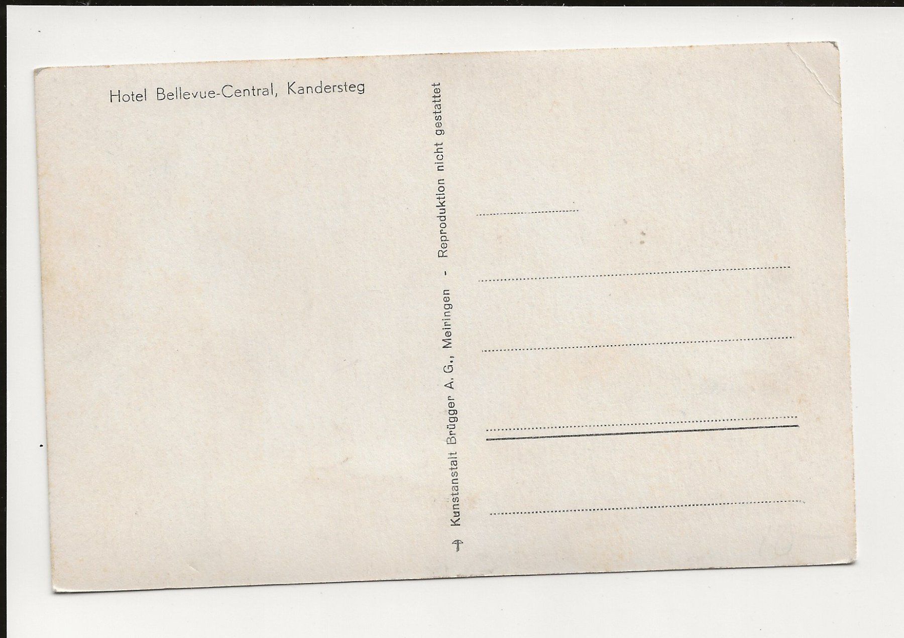 Cartoline postali: AK ca. 1930  Hotel Bellevue-Central, Kandersteg – Usato da Greifensee venduto da 315WDO 1