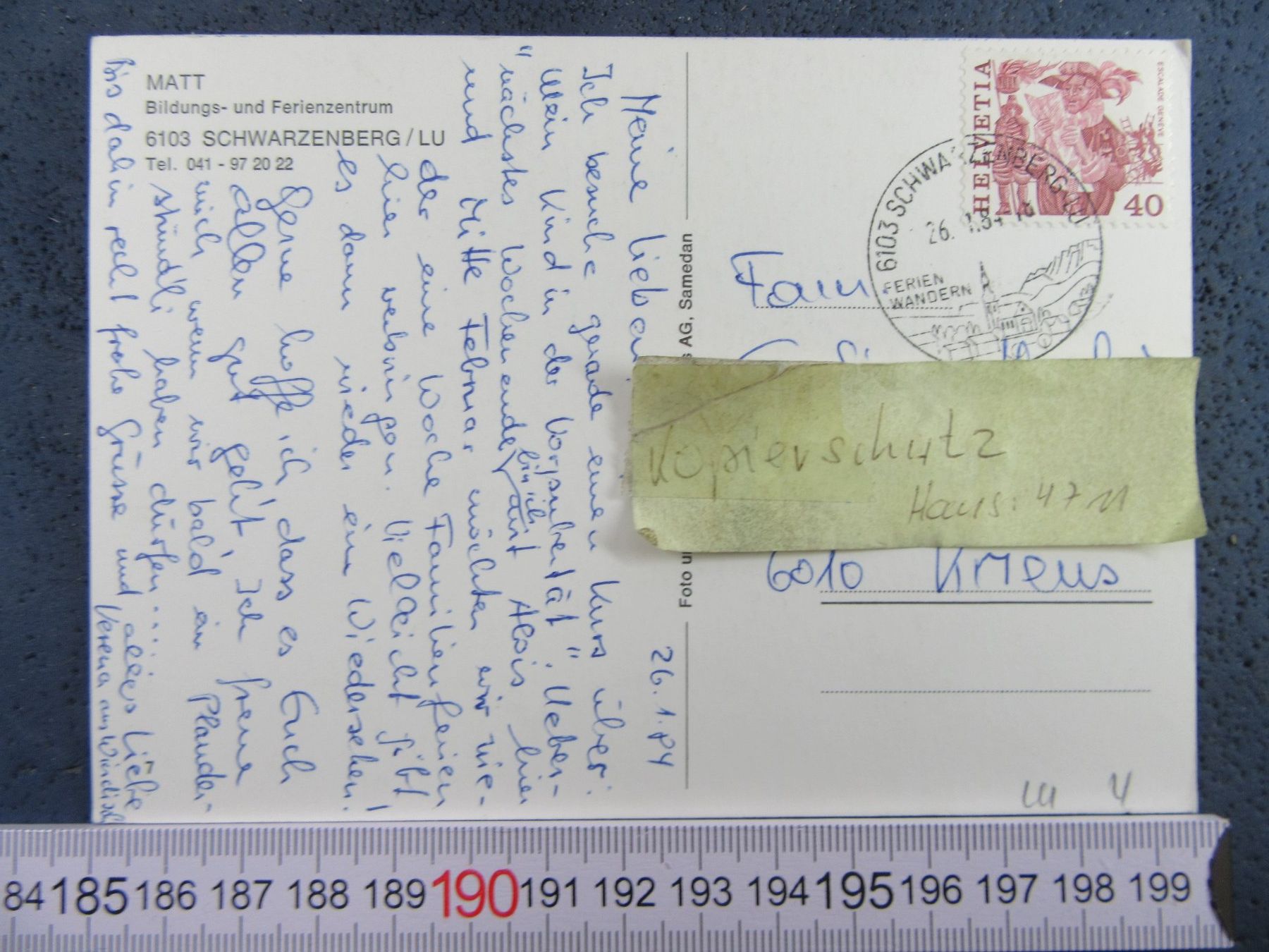 Cartoline postali: SCHWARZENBERG LU MATT BILDUNGS + FERIENZENTRUM – Usato da Ettingen venduto da Hausi4711 1